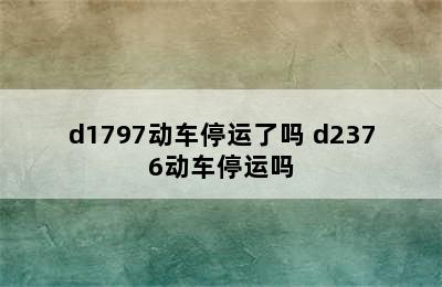 d1797动车停运了吗 d2376动车停运吗